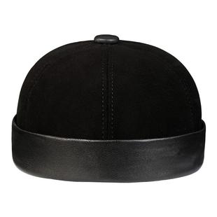 真皮帽子男冬天保暖无沿西瓜皮帽中老年人王爷帽羊皮地主帽爸爸帽