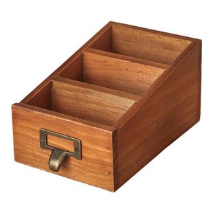 办公桌置物架遥控器文具桌面收纳盒书桌铅笔木质小盒子化妆刷笔筒