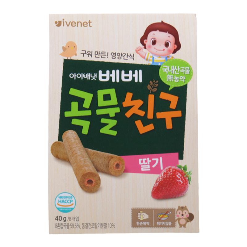 韩国进口 艾唯倪贝贝糙米棒40g/盒装 零食小吃夹心米卷饼干谷物棒