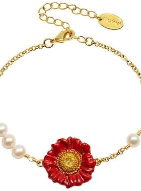 红色花朵手链女气质送甜美可爱