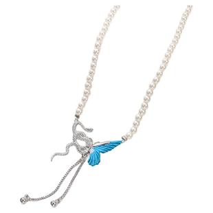 旭平【灵蛇蝶舞】仿珍珠项链女轻奢小众设计感锁蛇年骨链颈链GDW