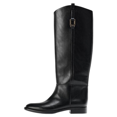 ZA平底圆头骑马靴大桶围骑士靴女