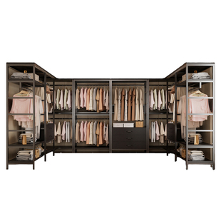 安居客开放式衣柜卧室落地金属挂衣架步入式衣帽间组装架子置物架