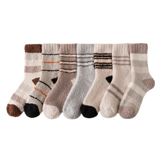 袜子男中筒珊瑚绒秋冬季加厚加绒长筒睡眠袜保暖男士地板袜长筒袜