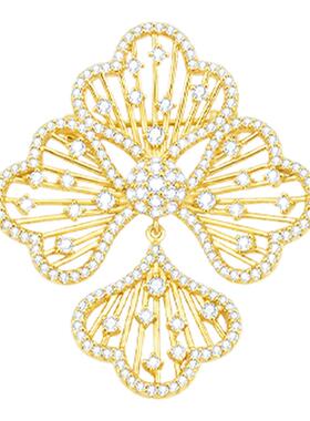 金色银杏叶胸针女高级感轻奢胸花