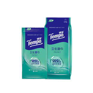 Tempo得宝消毒除菌卫生清洁湿巾独立便携装湿巾100片湿巾纸10包