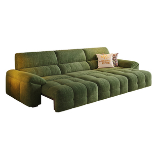 帕沙曼沙发床电动布艺小户型客厅复古风棉花糖可伸缩功能沙发黑色