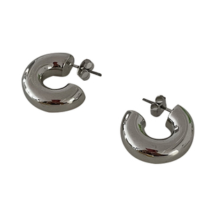 Wearring 韩国网红简约复古哑光C形开口圈圈耳环女进口高级感耳饰