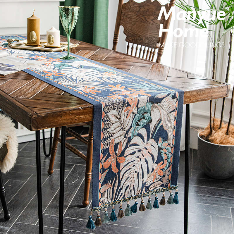 蔓越家 法式复古提花桌旗布艺餐桌旗布茶几电视柜桌布餐桌布餐垫