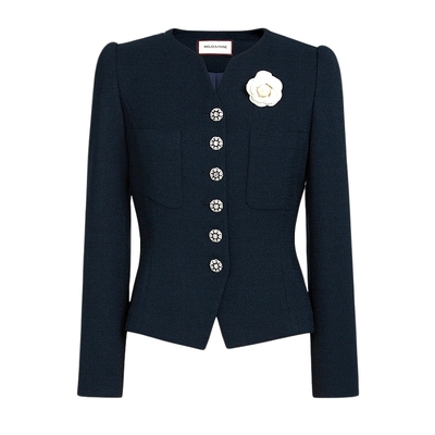 朗姿/MOJO AVENUE莫佐韩国肌理感山茶花小香风短外套2025年新款高