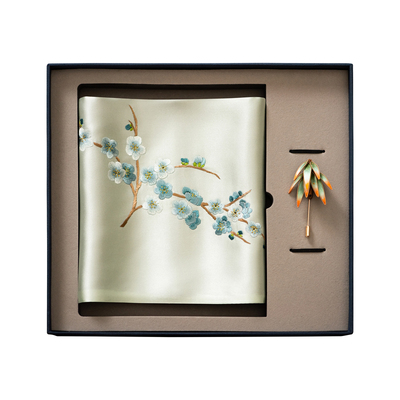 苏绣真丝绒花胸针礼盒特色礼品