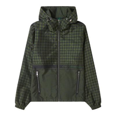 CNC男装奥莱轻奢印花薄棉夹克春秋新款潮流拉链开衫连帽外套