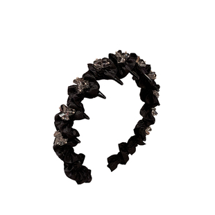 黑色水钻发箍女2024新款高颅顶秋冬发卡日常外戴带齿防滑洗脸头箍