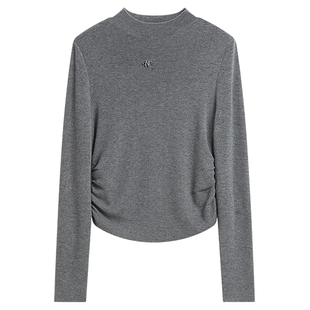 【商城同款】灰色羊毛针织衫长袖上衣小个子毛衫2025年秋冬新款