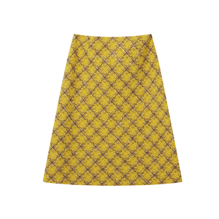 LE.SHERO【黄灿灿同款】【胶囊系列】原创设计复古花格a字半身裙