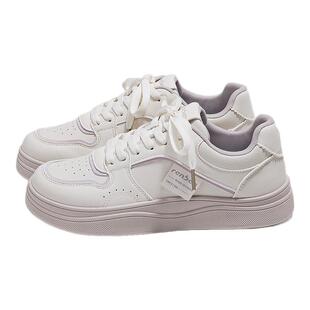 人本小白鞋女2025秋冬新款软底爆款紫色板鞋小众设计运动休闲鞋