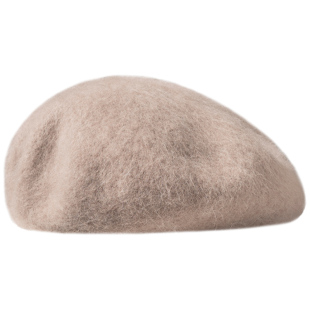 疯帽子 柔软安哥拉兔毛贝雷帽子女秋冬保暖纯色蓓蕾画家帽逛街