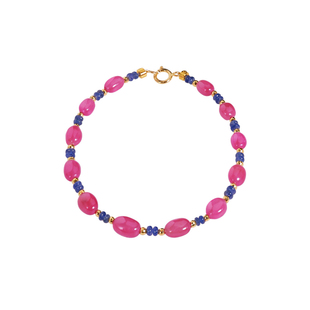 若华珠宝粉嫣 素面红宝石手链18K金女彩宝蓝宝石首饰礼物定制