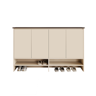 奶油风入户门口家用矮柜鞋柜玄关柜一体靠墙小户型免拉手储物柜