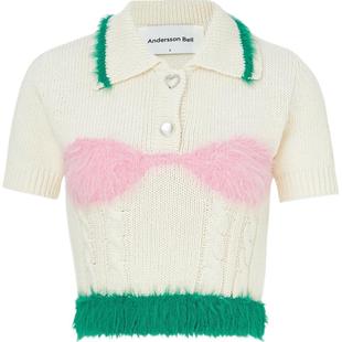 【折扣】Andersson Bell 女多巴胺拉绒针织棉质Polo衫