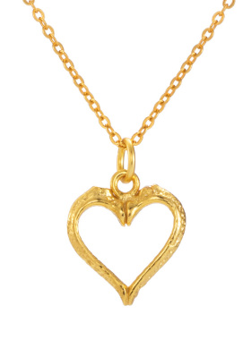 双肋骨桃心纯银银包金金锁骨链