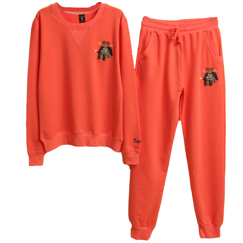 春秋新款纯棉运动套装运动服运动装女装两件套卫衣休闲套装宽松女