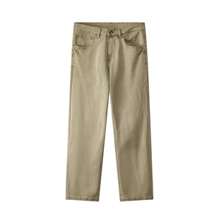 双股纱精梳棉320g重磅牛仔裤男士冬季新款通勤加绒加厚直筒长裤子