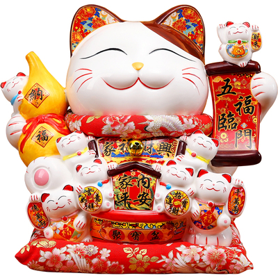 4大招财猫存钱罐摆件家居店铺前台收银台客厅乔迁新居装饰发财猫
