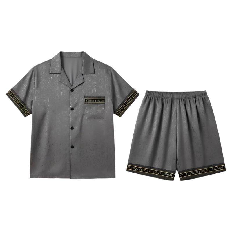 真丝男士夏季可外穿睡衣套装