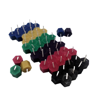 6色六角蜂蜡蜡烛 红绿黄蓝紫黑 天然蜜蜡创意手工 可拼凑积木蜡烛