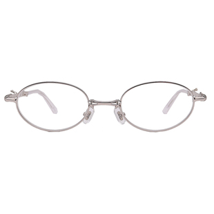 新品GM可折叠眼镜架女柳智敏同款银色全框椭圆高级感平光镜男PICO