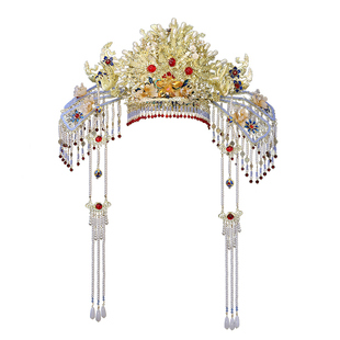 高端汉婚新娘凤冠霞帔明制汉服头饰宋制发冠中式婚礼皇后大冠奢华