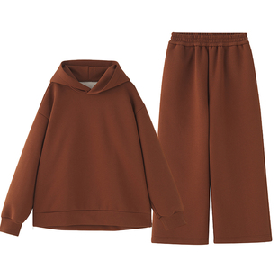 ZzZHANG【侧面拉链设计】时髦运动卫衣+奶奶裤套装女连帽休闲卫衣