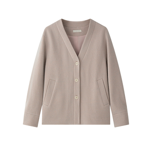 TEASEL「罗伊斯湖畔」高支羊毛混纺肌理小香风V领外套阔腿裤套装