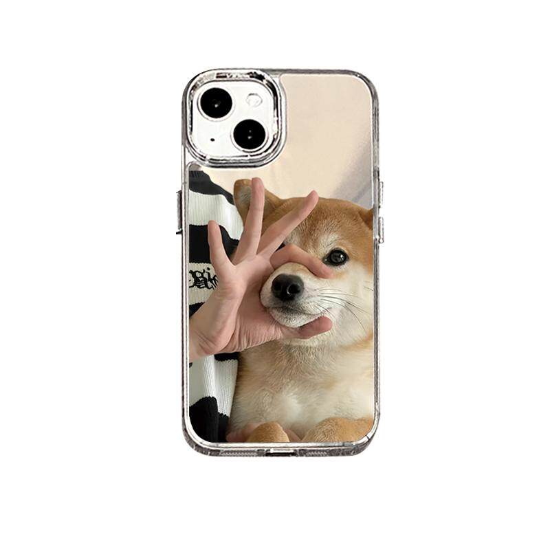 可爱搞怪ok闭嘴狗iPhone17pro情侣16镜面15苹果14Promax手机壳13补妆镜子12防摔11卡通硬壳plu