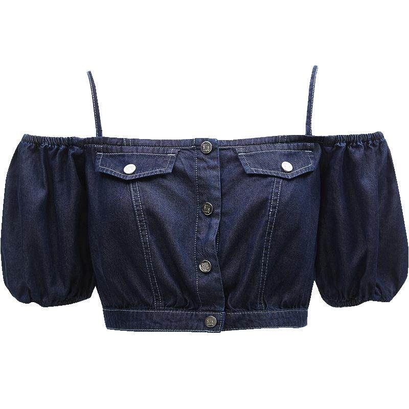 ONLY莱赛尔牛仔短款雪纺衫