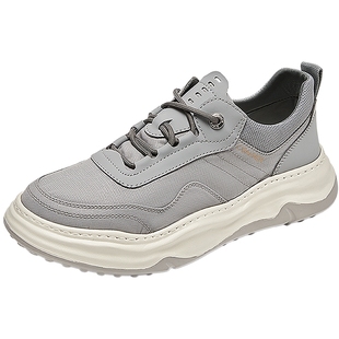 千百度男鞋厚底真皮休闲鞋气质百搭新款增高轻便舒适透气运动鞋