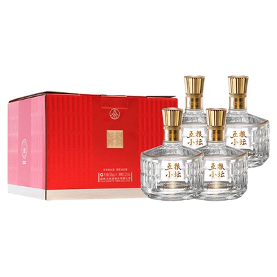 【可用88VIP消费券】五粮小坛四支欢聚版52度500mL*4瓶浓香型白酒