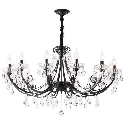 美式法式轻奢复古铁艺水晶吊灯