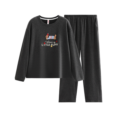 芬腾女士睡衣慕斯绒圆领长袖套装