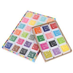 创意儿童手指画印泥套装可水洗12色24小学生彩色印章印台画画材料