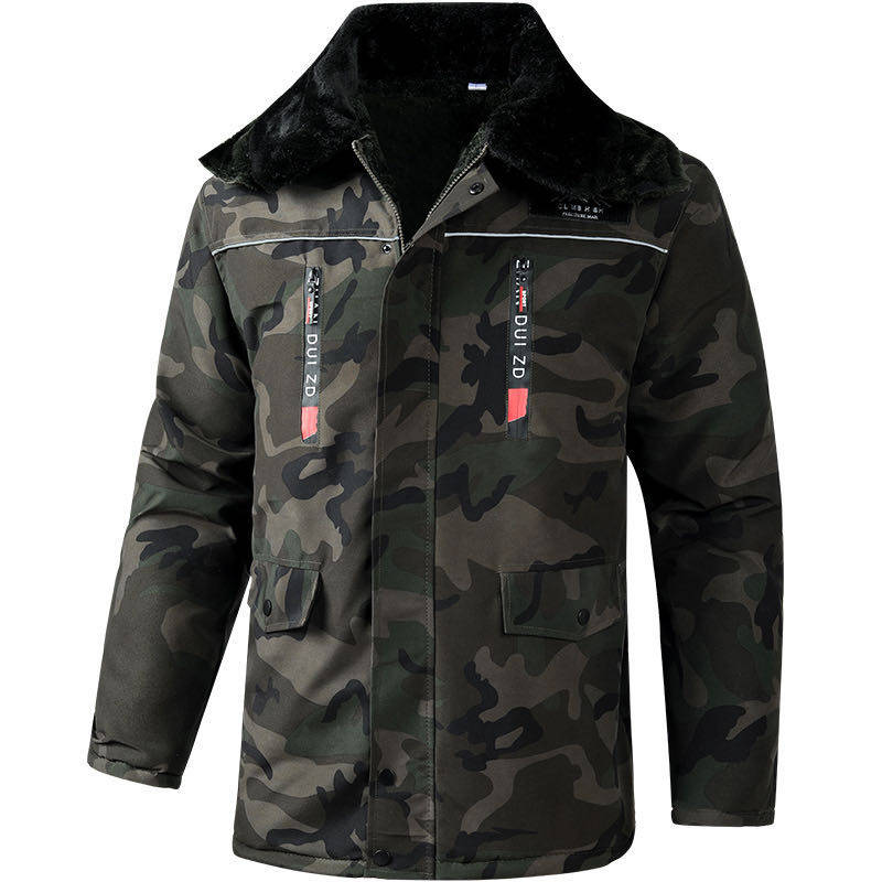 冬季迷彩加绒防风防水工装棉服