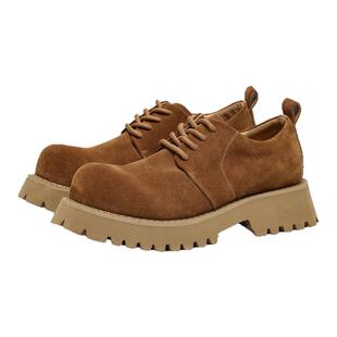 BeauToday厚底德比鞋男增高休闲皮鞋男真皮高级感英伦风圆头