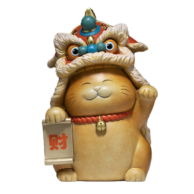 铜师傅醒狮招财猫工艺品铜招财家