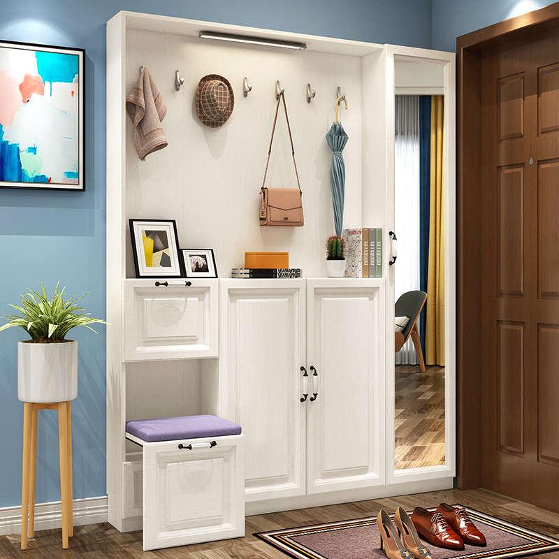 简约门厅柜17cm超薄鞋柜鞋凳玄关柜窄隔断柜客厅衣帽柜定制储物柜