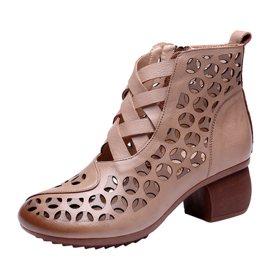 夏季镂空真皮凉靴透气舒适不累脚