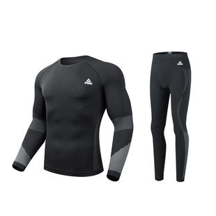 匹克秋冬运动速干保暖套装男滑雪长袖健身压缩衣打底衣黑色紧身衣