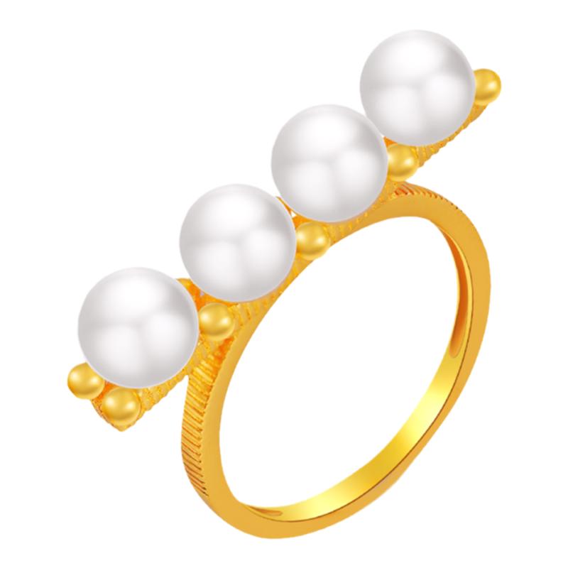 justgold鎮金店凝露珍珠戒指黄金