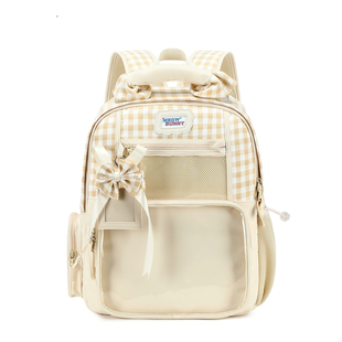 meowbunny格子痛 痛包双肩包女书包初高中生大容量背包休闲高颜值