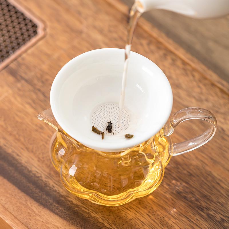 羊脂玉茶漏茶滤茶叶过滤器陶瓷过滤网茶隔白瓷茶漏功夫茶具配件